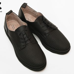 Pantofi Casual Negri Piele Perforata