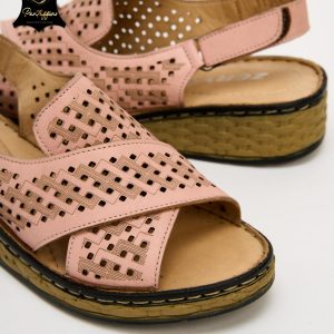 Sandale roz dama din piele naturala
