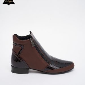 Botine Croco Maro din Piele Naturala