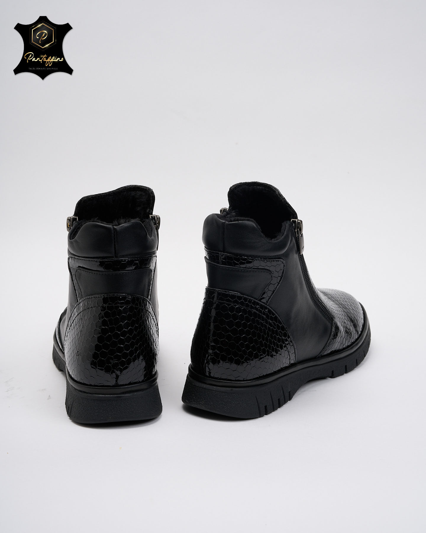 Ghete Dama Croco Negru din piele